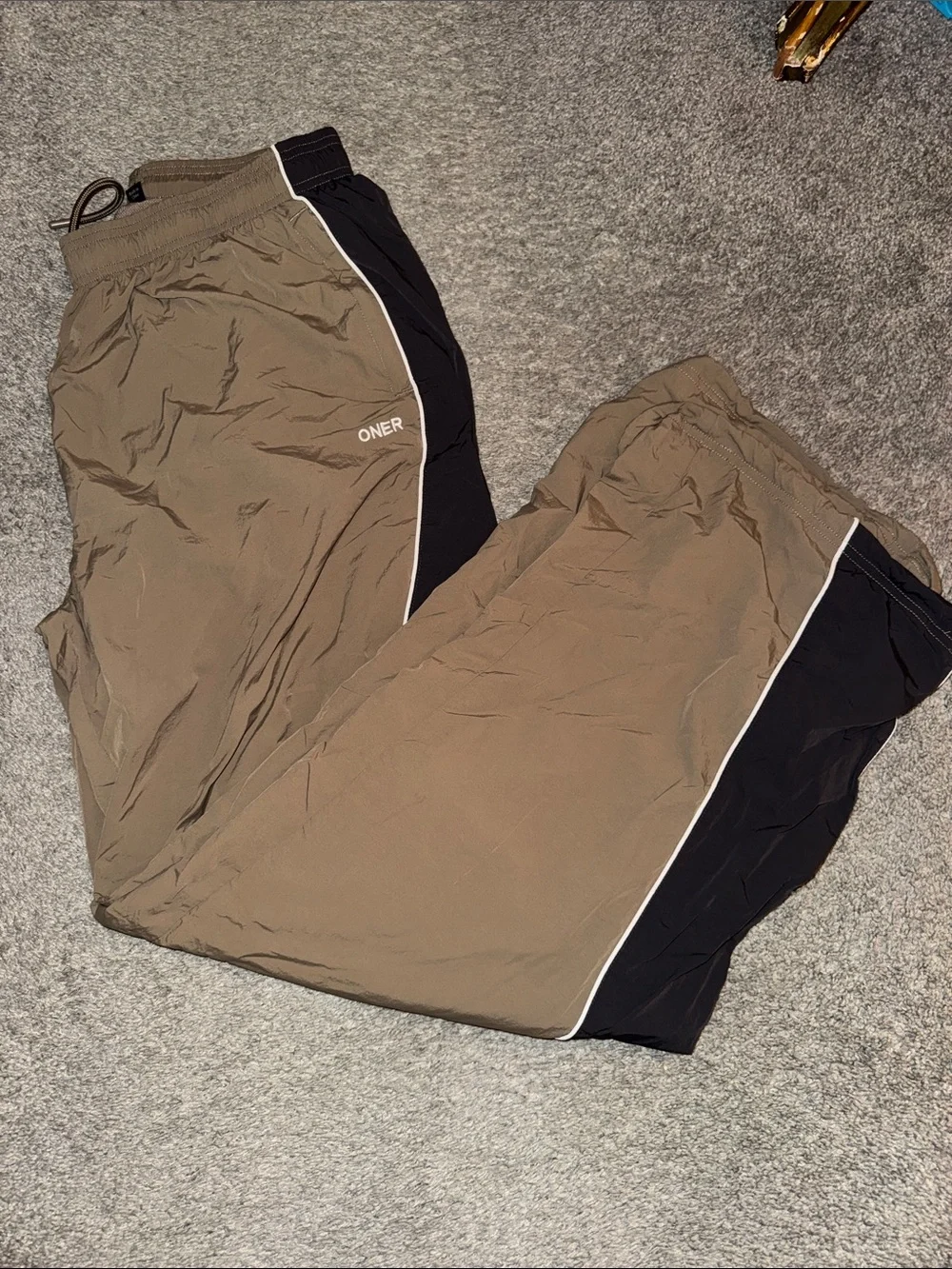 ONER Two-Tone Track Pants in tan & Black - Picture 1 of 7